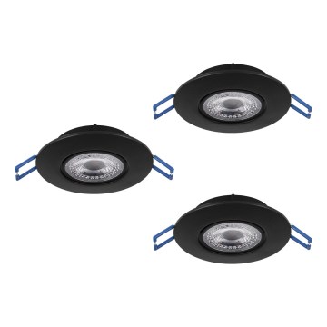 Eglo - Juego de 3 focos empotrados LED 4,9W/230V 2700/4000/6500K Ø 9 cm negro