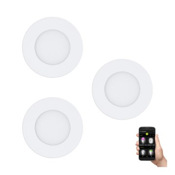 Eglo - Juego de 3 luminarias empotrables LED regulables FUEVA-Z LED/2,8W/230V IP44 Ø 8,5 cm