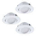 Eglo - Juego de 3 luminarias empotrables LED regulables PINEDA LED/5,5W/230V