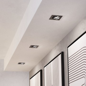 Eglo - Juego de 3 luminarias empotradas LED regulables LED/6,4W/230V 8,8x8,8 cm negro
