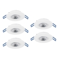 Eglo - Juego de 5 luminarias empotradas LED, 4,9W/230V 2700/4000/6500K diámetro 9 cm blanco