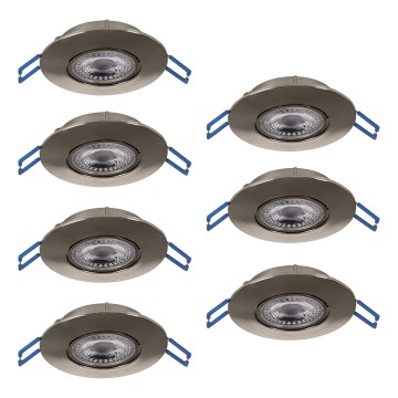 Eglo - Juego de 7 focos empotrables LED, 4,9 W, 230 V, 2700/4000/6500 K, Ø 9 cm, cromo mate