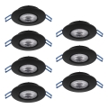 Eglo - Juego de 7 focos empotrables LED/4,9W/230V 2700/4000/6500K diámetro 9 cm negro