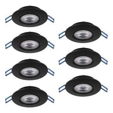 Eglo - Juego de 7 focos empotrables LED/4,9W/230V 2700/4000/6500K diámetro 9 cm negro