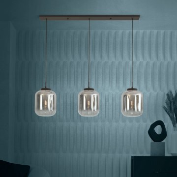 Eglo - Lámpara colgante 3xE27/40W/230V ahumado