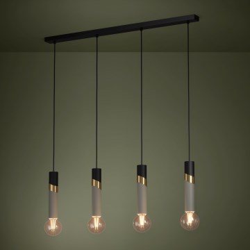 Eglo - Lámpara colgante 4xE27/40W/230V negro/dorado