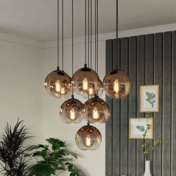Eglo - Lámpara colgante con cable 10xE27/60W/230V negro/beige/ahumado