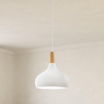 Eglo - Lámpara colgante con cable 1x E27/60W/230V, diámetro 28 cm, blanca