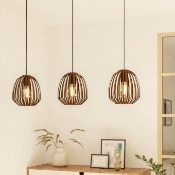 Eglo - Lámpara colgante con cable 3xE27/40W/230V bronce