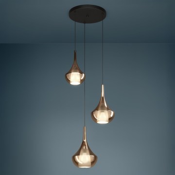 Eglo - Lámpara colgante de cable 3xE27/28W/230V acabado en cobre
