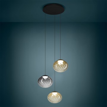 Eglo - Lámpara colgante LED regulable en cable 3xLED/5,8W/230V 2200-6500K negro/beige/ahumado + mando a distancia