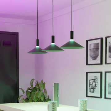 Eglo - Lámpara colgante LED RGBW regulable con cable 3xLED/7,5W/230V 2700-6500K negra