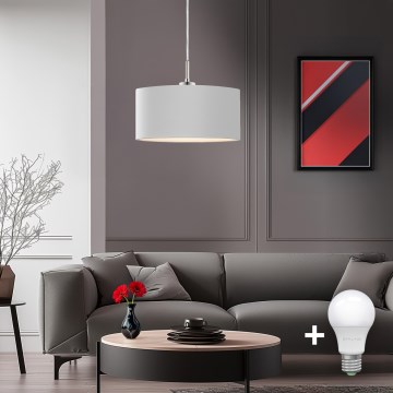 Eglo - Lámpara colgante LED TUNJA 1xE27/60W/230V blanca