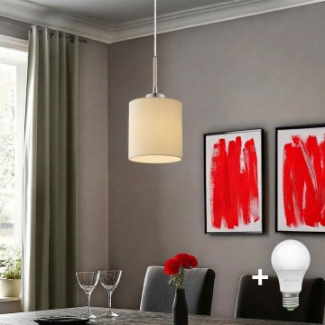 Eglo - Lámpara colgante LED TUNJA con cable 1xE27/60W/230V color crema