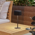 Eglo - Lámpara de mesa táctil recargable solar LED/2,8W/3,7V 1800 mAh IP44 negra