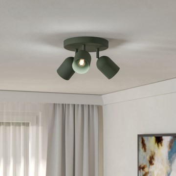 Eglo - Lámpara de techo con 3 focos 3xE14/40W/230V, diámetro 25 cm, verde
