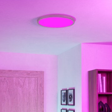 Eglo - Lámpara de techo LED RGBW regulable para baño LED/17,5 W/230 V 2700–6500 K Ø 38,9 cm IP44 cromo mate