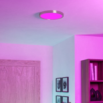 Eglo - Lámpara de techo regulable LED RGBW para baño LED/14,3W/230V 2700-6500K Ø 27,8 cm IP44 cromo mate