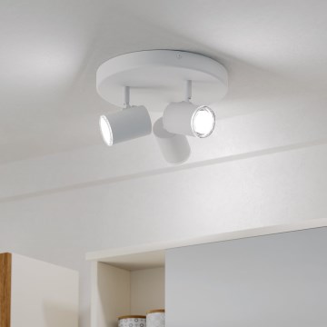 Eglo - Lámpara empotrable para baño 3x GU10/5W/230V, Ø 25 cm, IP44, blanca