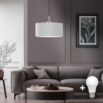 Eglo - Lámpara LED colgante con cable TUNJA 1xE27/60W/230V blanca
