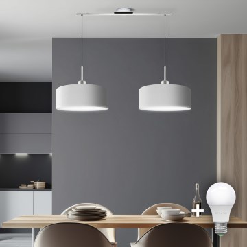 Eglo - LED Lámpara colgante con cable TUNJA 2xE27/60W/230V blanca