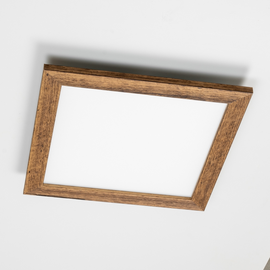 Eglo - LED RGB Panel fijo regulable SALOBRENA-C WOOD LED/24W/230V 2700-6500K 49,5x49,5 cm marrón + control remoto