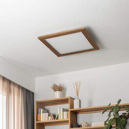 Eglo - LED RGB Panel fijo regulable SALOBRENA-C WOOD LED/24W/230V 2700-6500K 49,5x49,5 cm marrón + control remoto