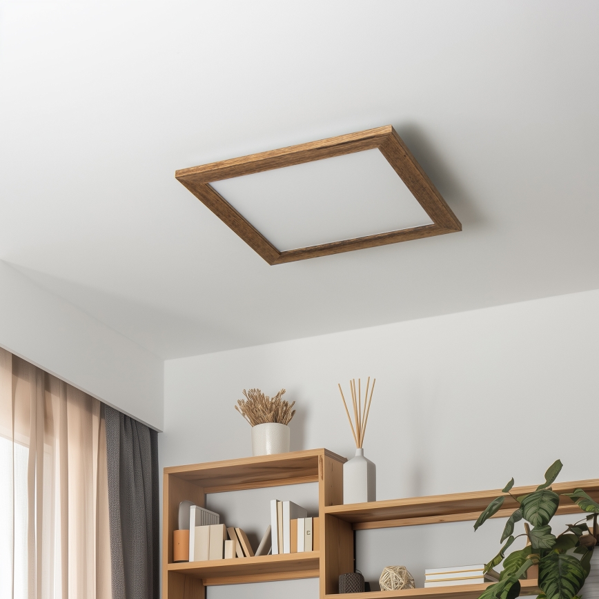 Eglo - LED RGB Panel fijo regulable SALOBRENA-C WOOD LED/24W/230V 2700-6500K 49,5x49,5 cm marrón + control remoto