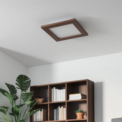 Eglo - LED RGBW Panel fijo regulable SALOBRENA-C WOOD LED/16W/230V 2700-6500K 34x34 cm marón oscuro + control remoto