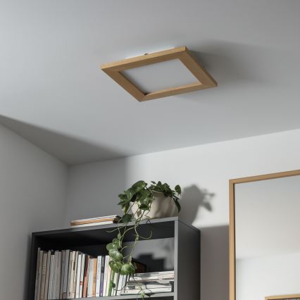 Eglo - LED RGBW Panel fijo regulable SALOBRENA-C WOOD LED/16W/230V 2700-6500K 34x34 cm marrón + control remoto