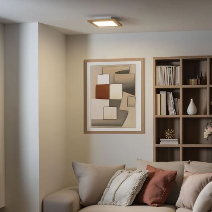 Eglo - LED RGBW Panel fijo regulable SALOBRENA-C WOOD LED/16W/230V 2700-6500K 34x34 cm marrón + control remoto