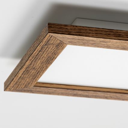 Eglo - LED RGBW Panel fijo regulable SALOBRENA-C WOOD LED/16W/230V 2700-6500K 34x34 cm marrón + control remoto