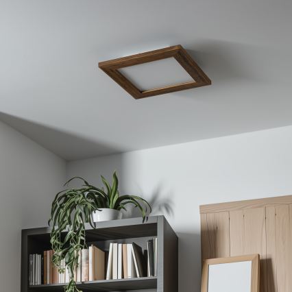 Eglo - LED RGBW Panel fijo regulable SALOBRENA-C WOOD LED/16W/230V 2700-6500K 34x34 cm marrón + control remoto