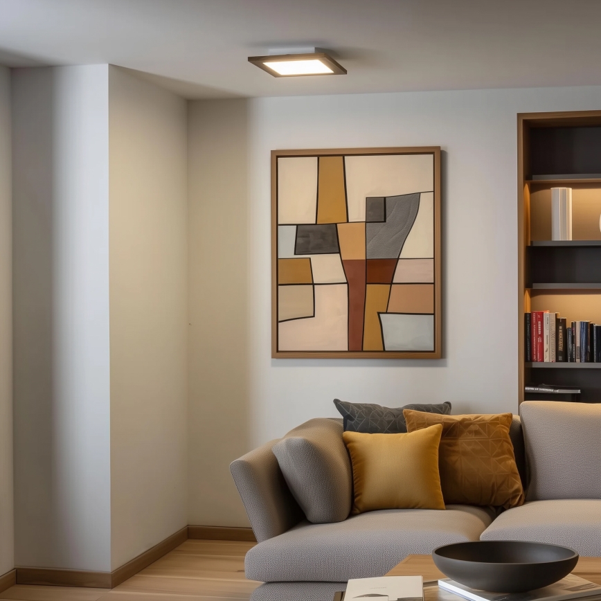 Eglo - LED RGBW Panel fijo regulable SALOBRENA-C WOOD LED/16W/230V 2700-6500K 34x34 cm marrón + control remoto