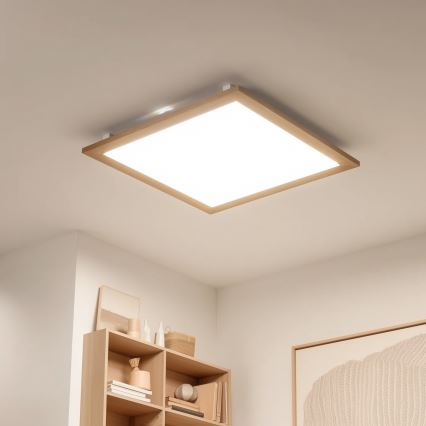 Eglo - LED RGBW Panel fijo regulable SALOBRENA-C WOOD LED/34W/230V 2700-6500K 64x64 cm marrón + control remoto