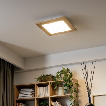 Eglo - LED RGBW Panel fijo regulable SALOBRENA-C WOOD LED/16W/230V 2700-6500K 34x34 cm marrón + control remoto