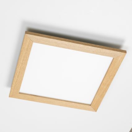 Eglo - Panel LED RGBW regulable de superficie SALOBRENA-C WOOD LED/21W/230V 2700-6500K 49,5x49,5 cm marrón + control remoto