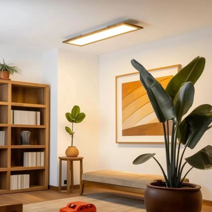 Eglo - Panel LED RGBW regulable de superficie SALOBRENA-C WOOD LED/34W/230V 2700-6500K 34x124 cm marrón + mando a distancia