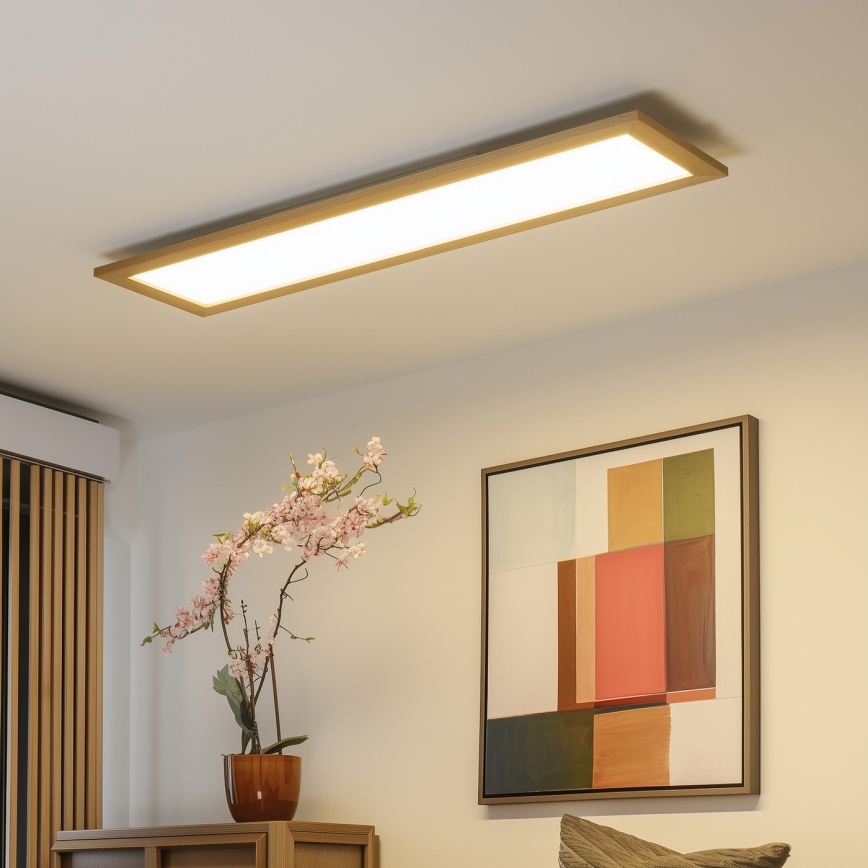 Eglo - Panel LED RGBW regulable de superficie SALOBRENA-C WOOD LED/34W/230V 2700-6500K 34x124 cm marrón + mando a distancia