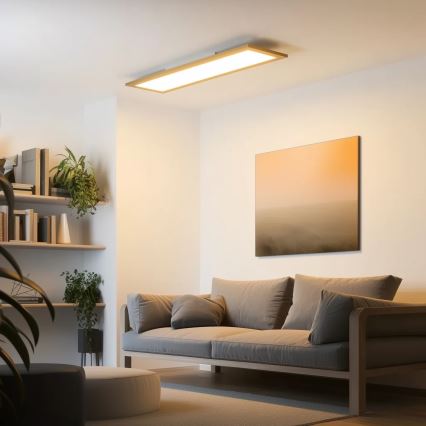Eglo - Panel LED RGBW regulable de superficie SALOBRENA-C WOOD LED/34W/230V 2700-6500K 34x124 cm marrón + mando a distancia