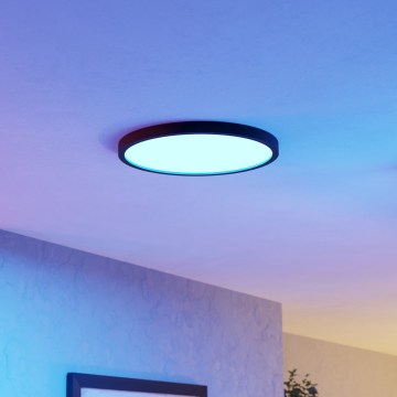 Eglo - Luminaria de techo LED RGBW regulable para baño LED/17,5W/230V 2700-6500K diámetro 38,9 cm IP44 negro
