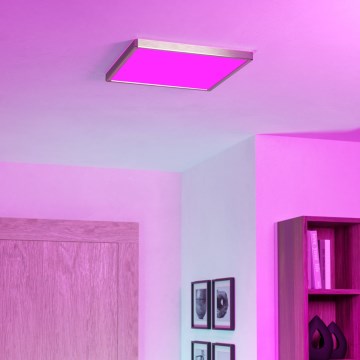 Eglo - Luminaria de techo regulable LED RGBW para baño, 17,8 W, 230 V, 2700-6500 K, 39 x 39 cm, IP44, acabado en cromo mate
