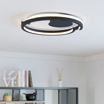Eglo - Luminaria LED de techo regulable 2xLED/20W/230V 2700-6500K Ø 48 cm negra + mando a distancia