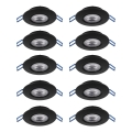 Eglo - Pack de 10 luminarias empotrables LED, 4,9 W, 230 V, selección de temperatura 2700/4000/6500 K, Ø 9 cm, negro