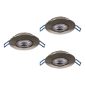 Eglo - Pack de 3 focos empotrados LED/4,9W/230V 2700/4000/6500K Ø 9 cm cromo mate