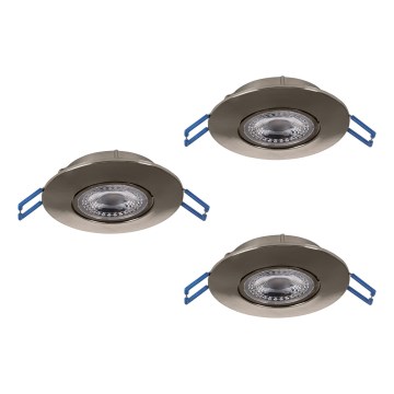 Eglo - Pack de 3 focos empotrados LED/4,9W/230V 2700/4000/6500K Ø 9 cm cromo mate