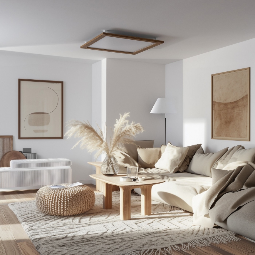 Eglo - Panel LED de superficie SALOBRENA WOOD LED/31W/230V 64x64 cm marrón