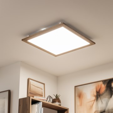 Eglo - Panel LED regulable SALOBRENA-TW WOOD LED/32,5W/230V 2700-6500K 64x64 cm marrón + control remoto