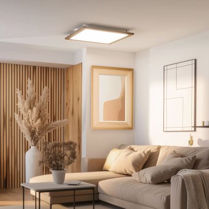 Eglo - LED RGBW Panel fijo regulable SALOBRENA-C WOOD LED/34W/230V 2700-6500K 64x64 cm marrón + control remoto