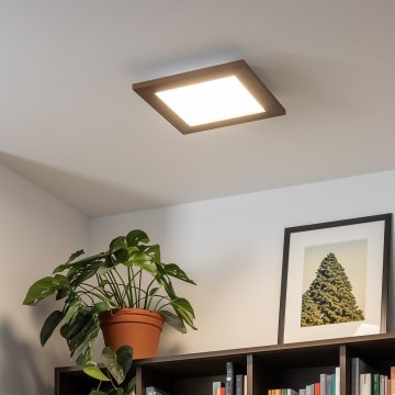 Eglo - Panel LED RGBW regulable de superficie SALOBRENA-C WOOD LED/16W/230V 2700-6500K 34x34 cm marrón oscuro + mando a distancia